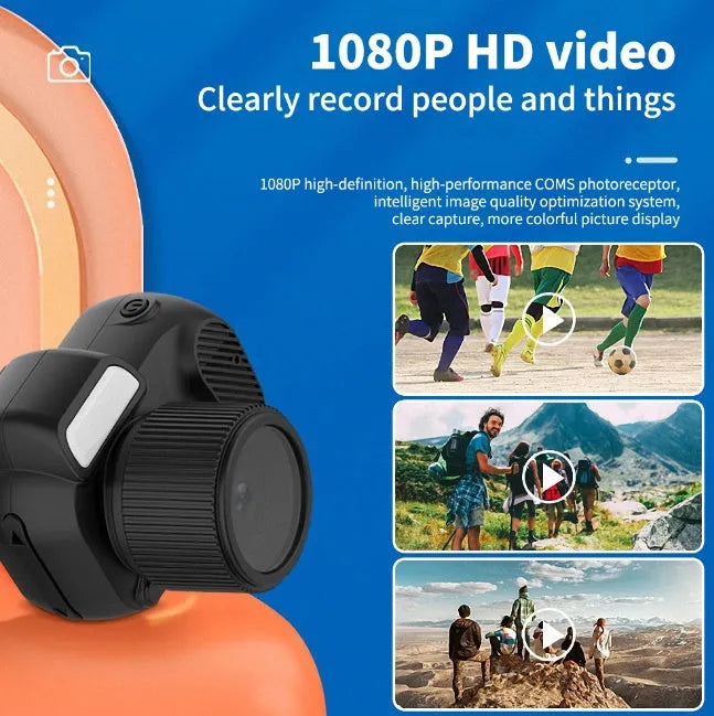 Black Y3000 HD outdoor sports camera with small LCD screen, shown next to optional memory cards.