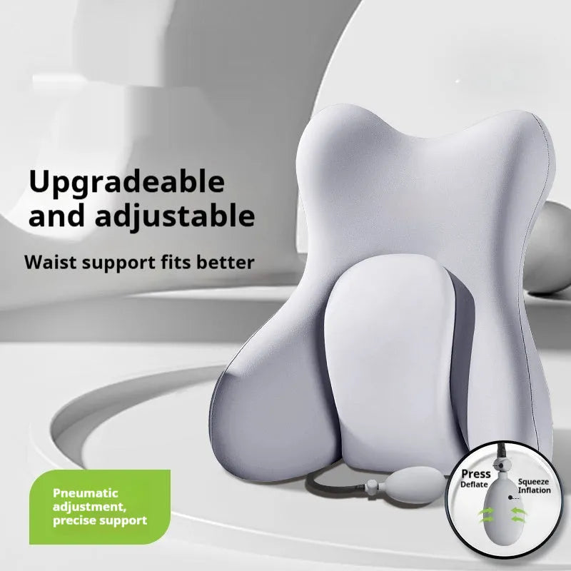 Ergonomic memory foam backrest waist pad with removable cover in solid colour options