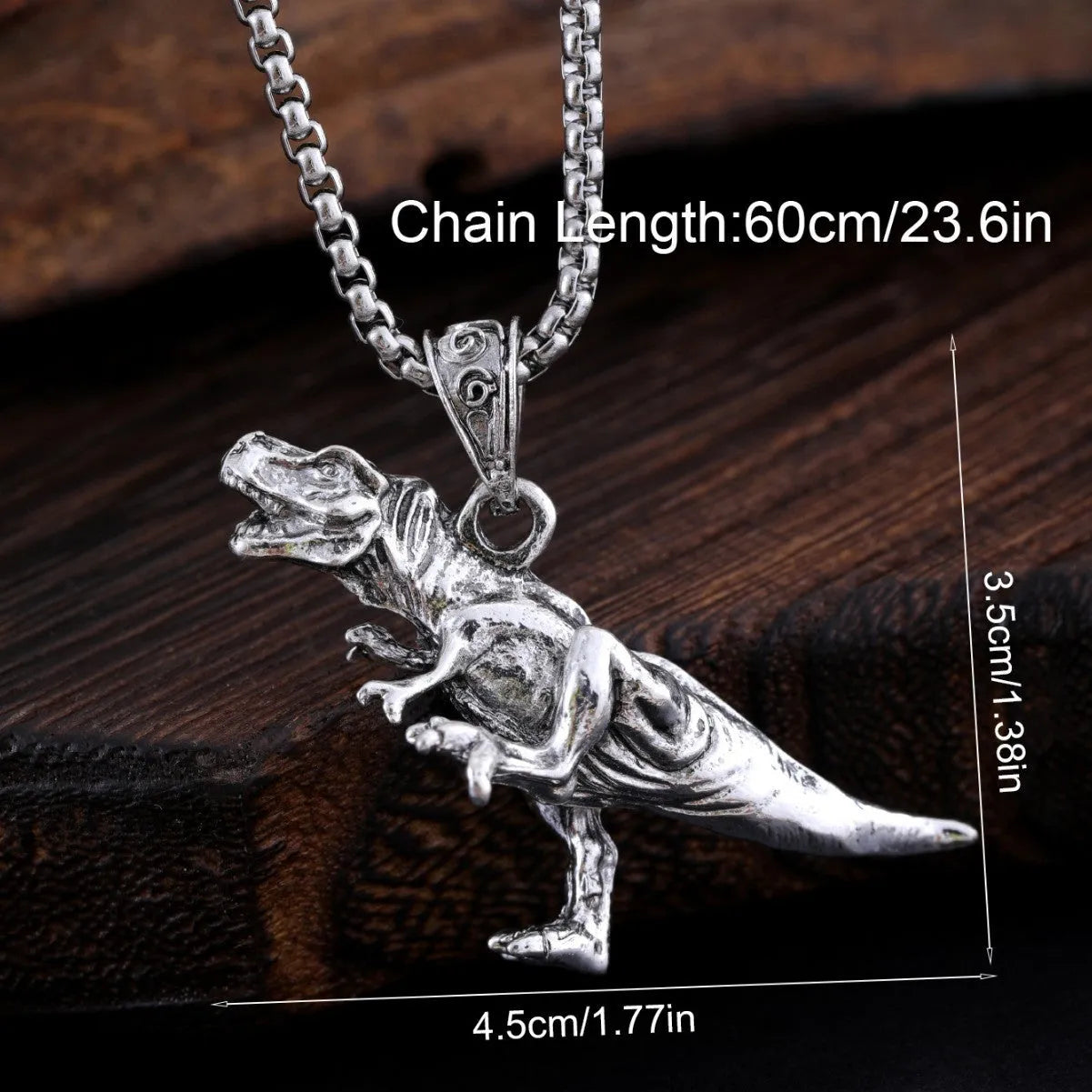 Titanium steel dinosaur pendant hip hop style versatile jewellery necklace men women adjustable chain length up to 60cm bold dinosaur design unique fashion accessory gift idea