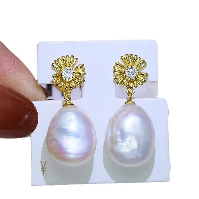 S925 sterling silver baroque flower earring holder with gold or silver finish option