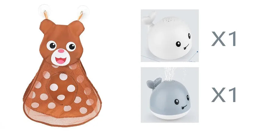Automatic water spray whale bath toy with lights floating in baby bath