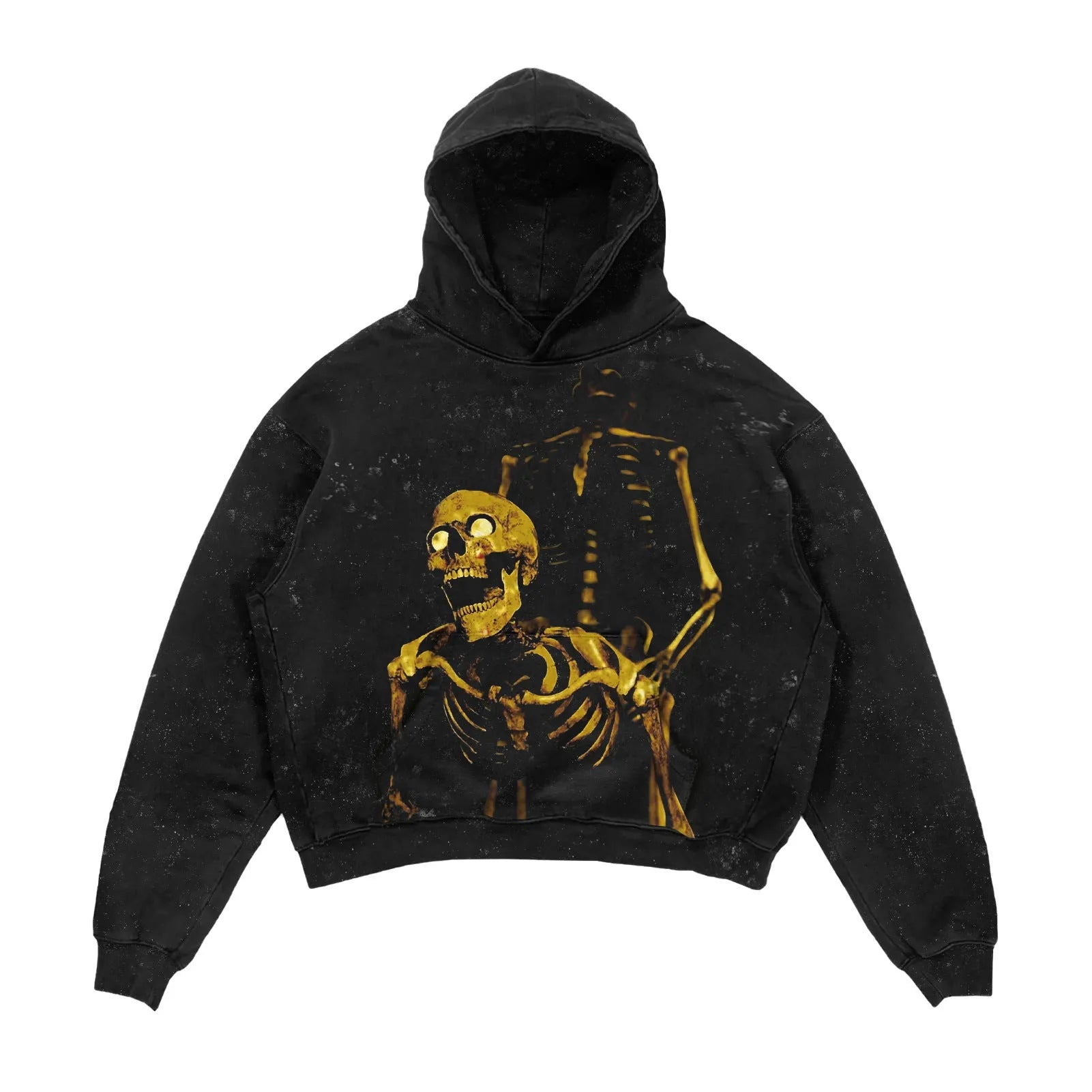 3D printed Halloween hoodie in black with slim fit and printed three-dimensional patch bag