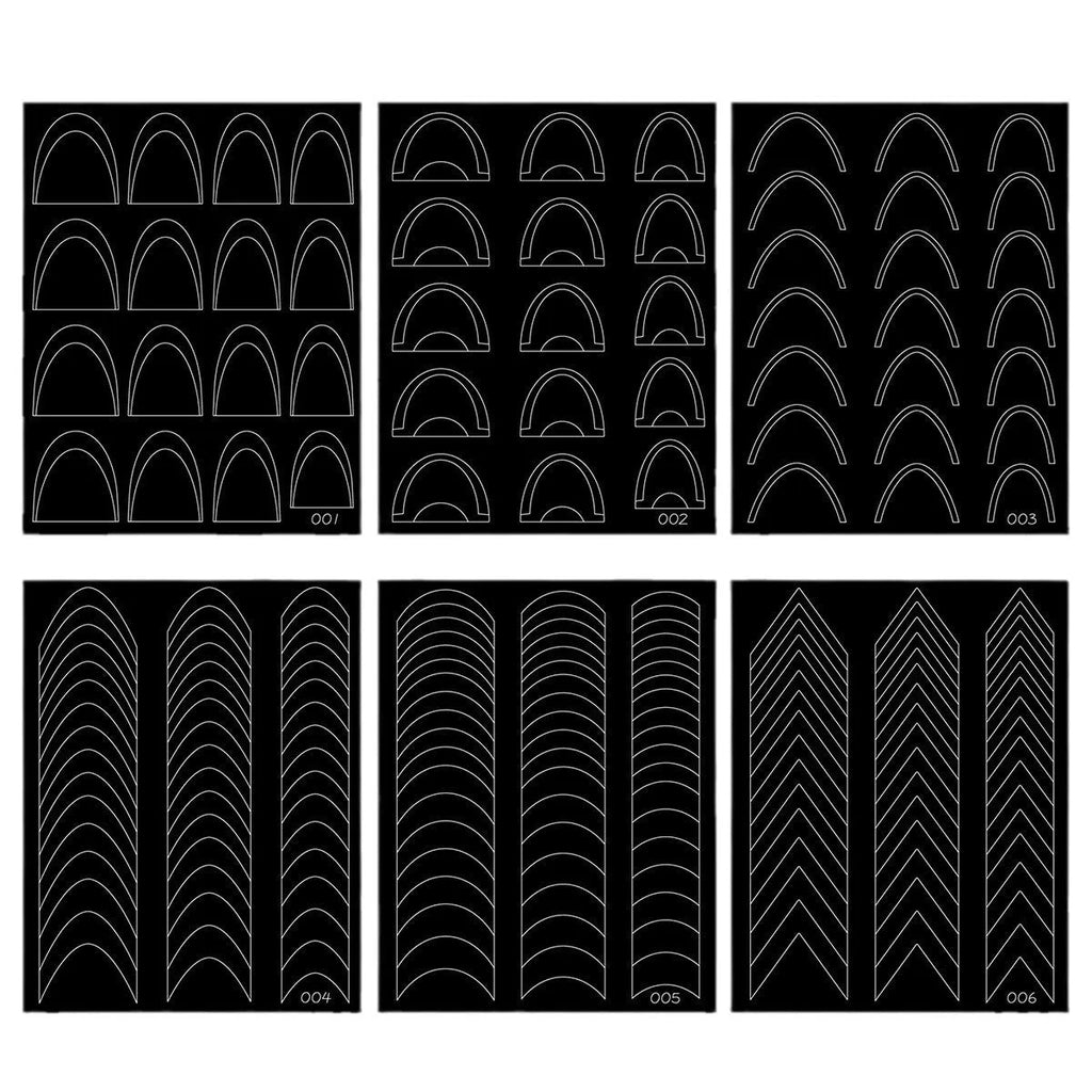 Nail art deep V French plaid sticker for gradient and spray effects, ultra-thin seamless template on a nail