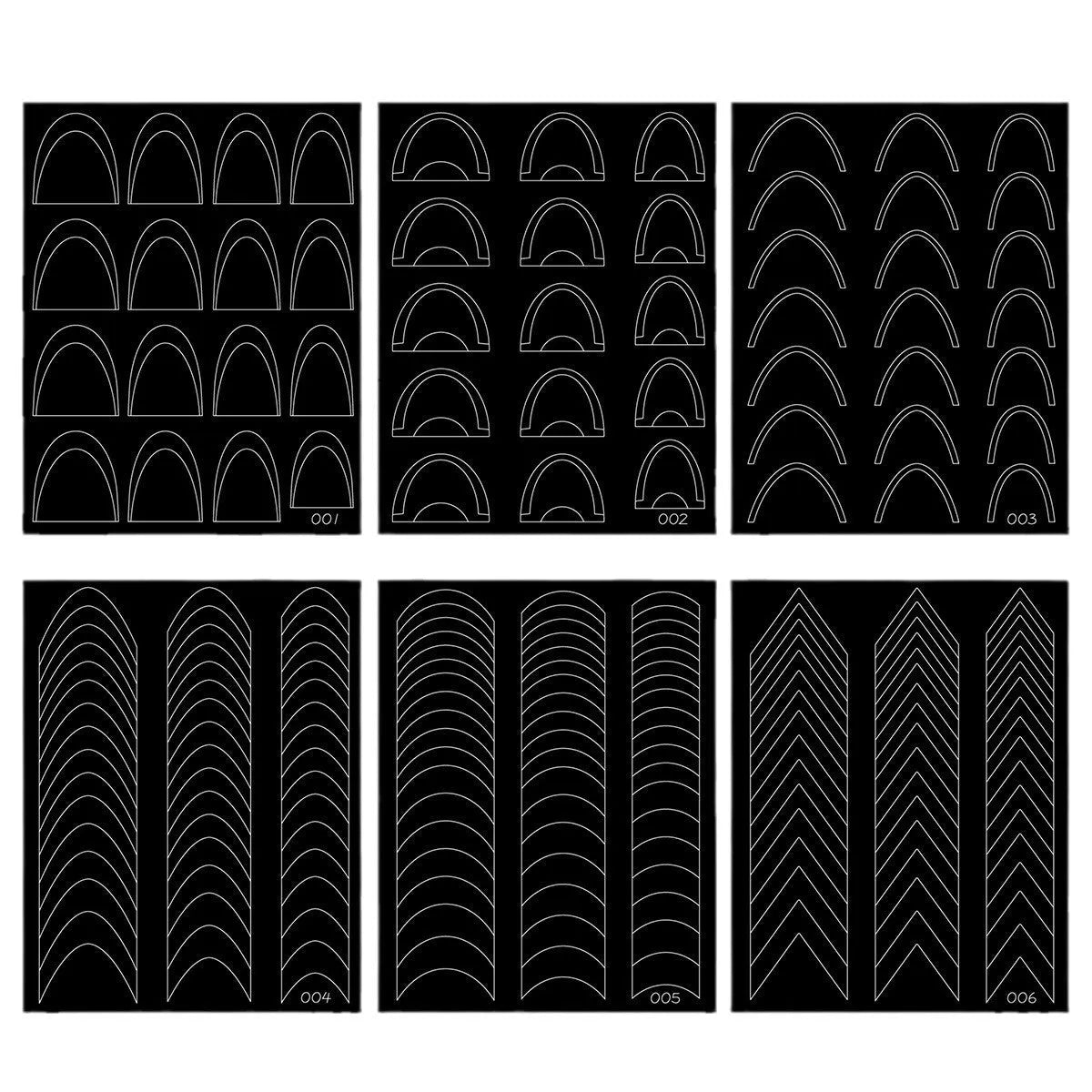 Nail art deep V French plaid sticker for gradient and spray effects, ultra-thin seamless template on a nail