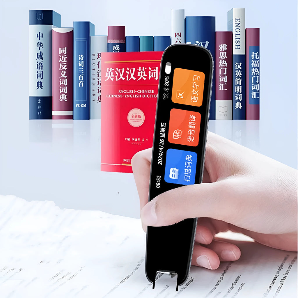 Dark grey talking pen with scanning tip for offline English translation and dictionary functions