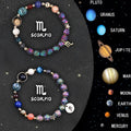 Two natural stone beaded bracelets with adjustable cords, showing zodiac sign design options.