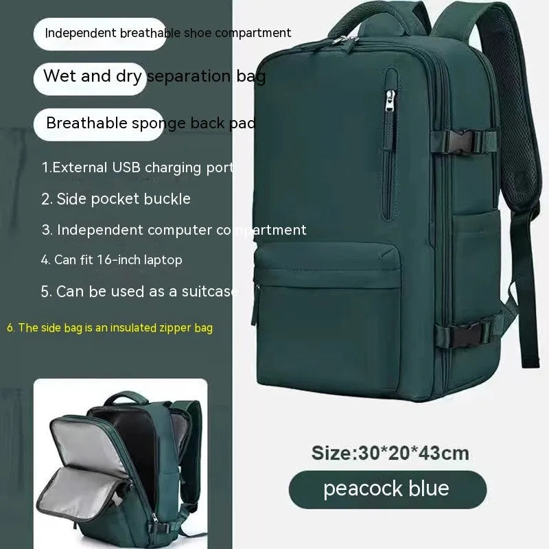 Waterproof nylon mummy backpack in a choice of colours including black, mint green, and pink.