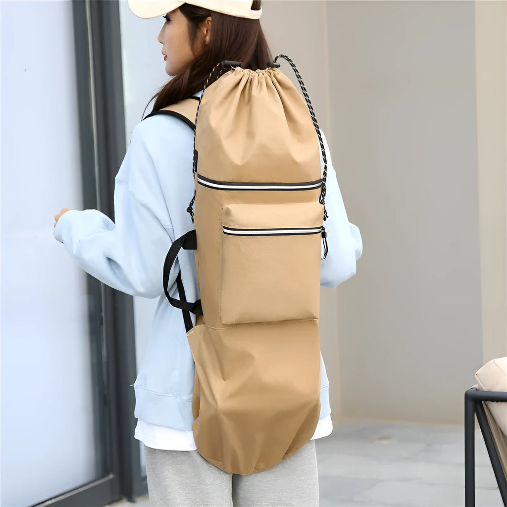 Waterproof nylon skateboard bag for yoga and outdoor sports with 20-35 litre capacity
