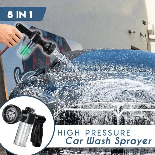 Green high pressure foam spray gun with adjustable nozzle for car washing and household cleaning tasks