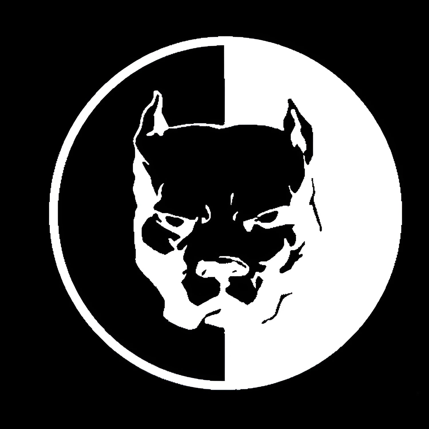 Square black, white, and red superhero bulldog design vinyl car sticker measuring 12cm.