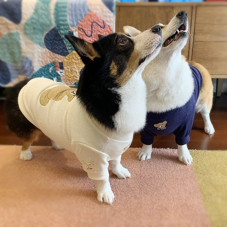 Cotton knitted pet sweater for dogs in white and navy blue sizes SM to 3XL