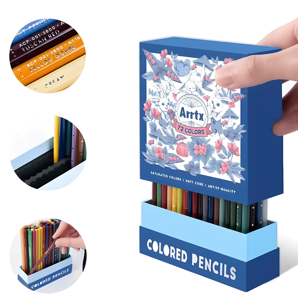 Boxed set of 72 or 126 basswood soft core coloured pencils for drawing and sketching.