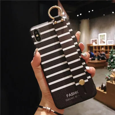 Matte black striped TPU phone case with 3D relief texture for iPhone back cover