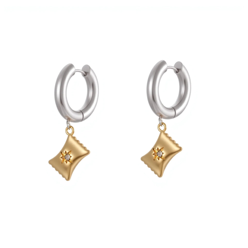 Women's Christmas tree heart earrings stainless steel electroplated 18K gold geometric designs