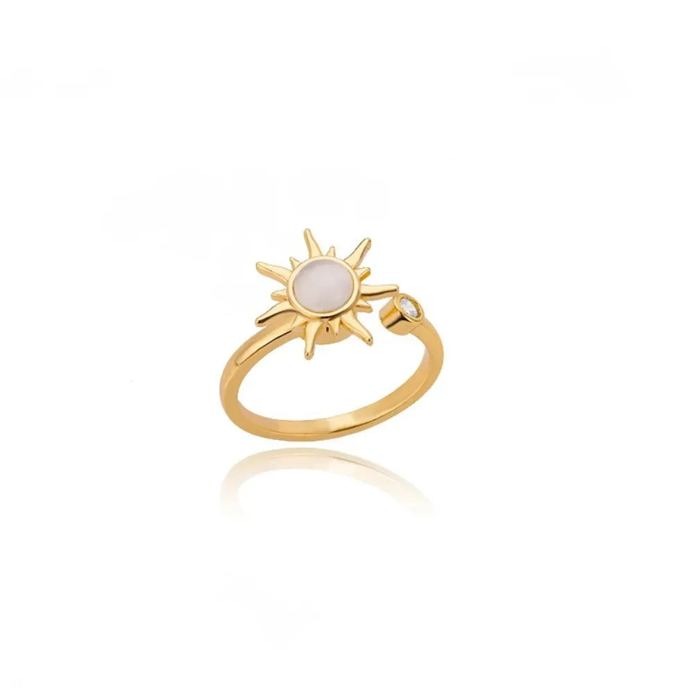 Copper decompression ring with adjustable opening in gold electroplated finish