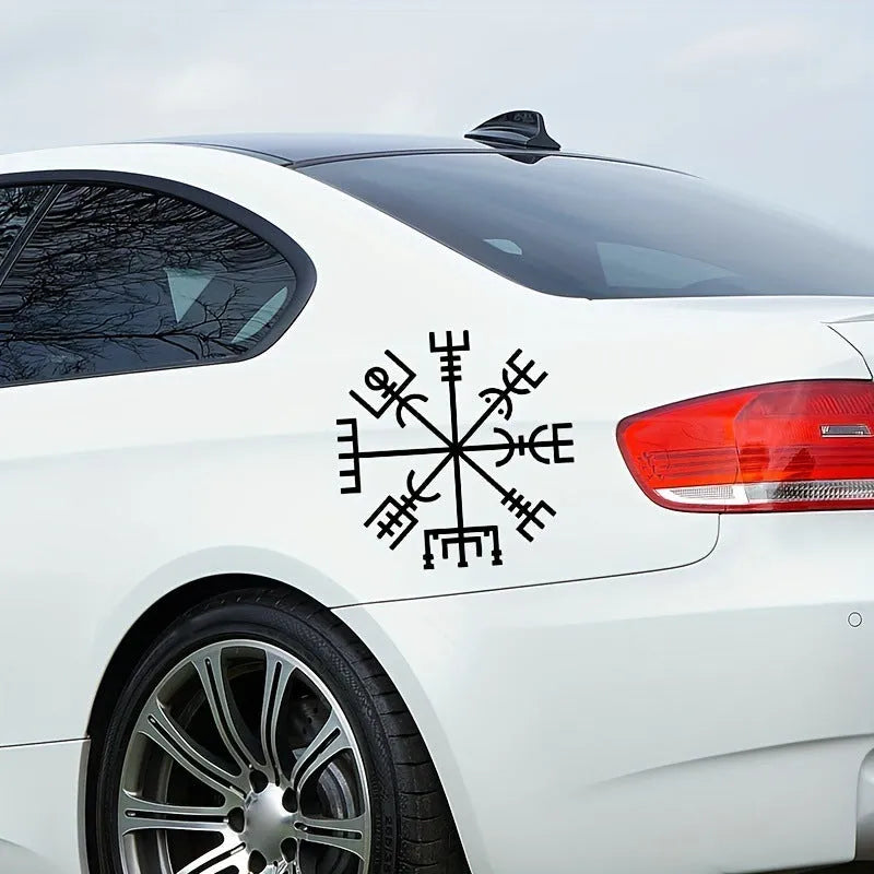 13x13cm square vinyl car sticker with white 'No Charm' vegetarian text on clear background