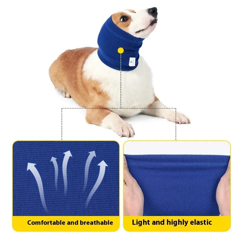Blue and grey polyester dog headband scarf in three sizes for canine casual wear