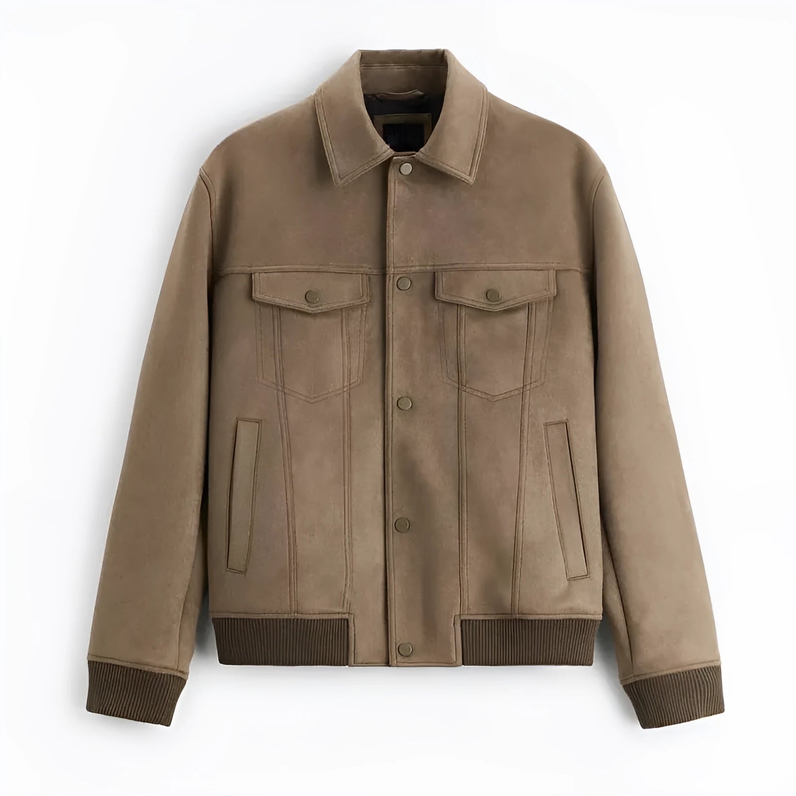British style commuter suede velvet jacket in light grey or mink colours with long sleeves