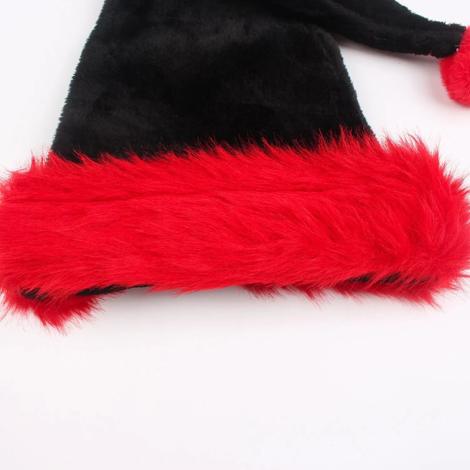Thickened plush polyester Christmas hat with European classical style in red and black