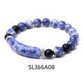 Handmade black agate diamond cut bracelet with geometric fan design on wrist