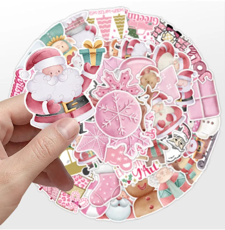 50 Christmas waterproof stickers in cute designs for car phone computer guitar notebook decoration