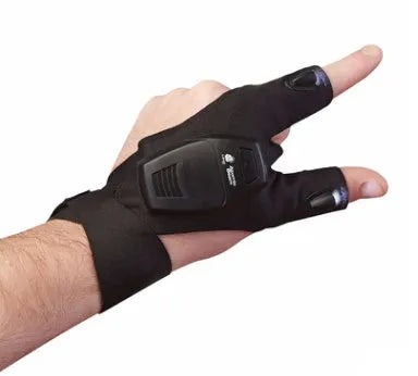 Half finger knit coated fishing repair gloves with built-in light for night outdoor use