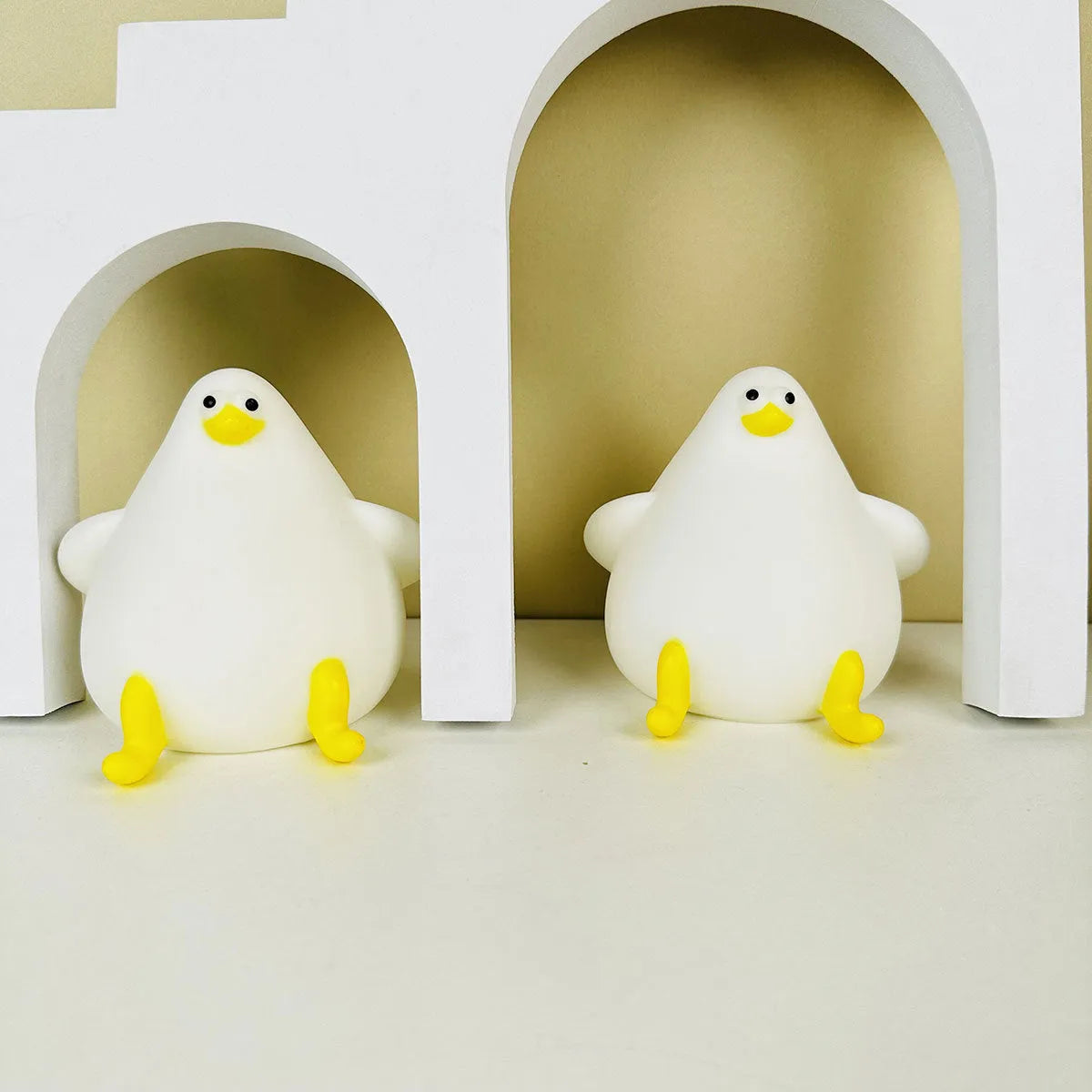 Cute cartoon silicone seagull night light USB rechargeable with soft glow on bedside table