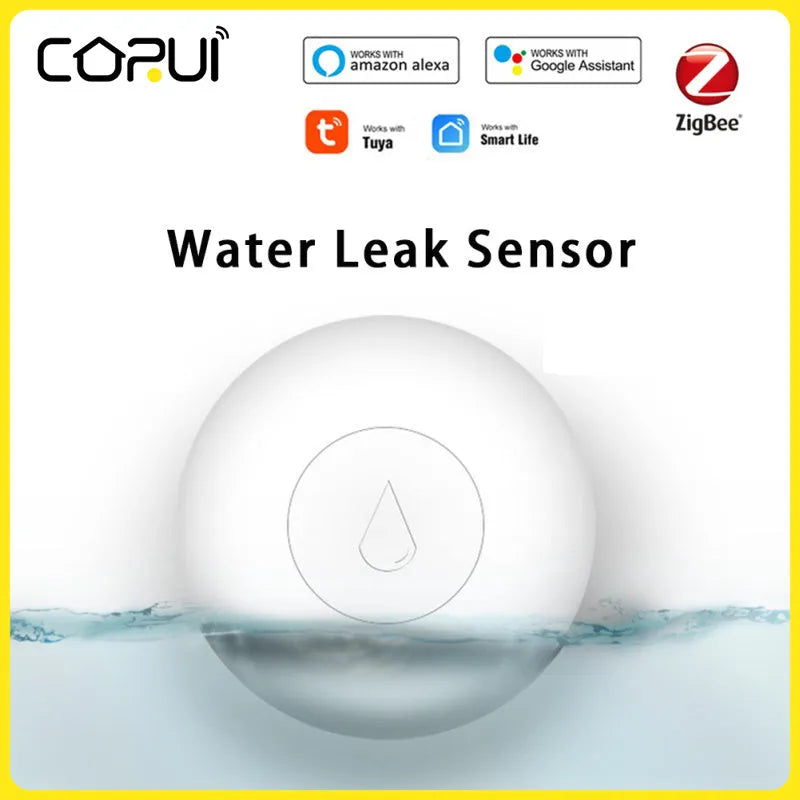 Zigbee wireless water flood sensor with PC housing and CR2032 battery