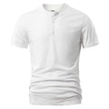 Men's solid colour slub cotton short sleeve T-shirt on a hanger.