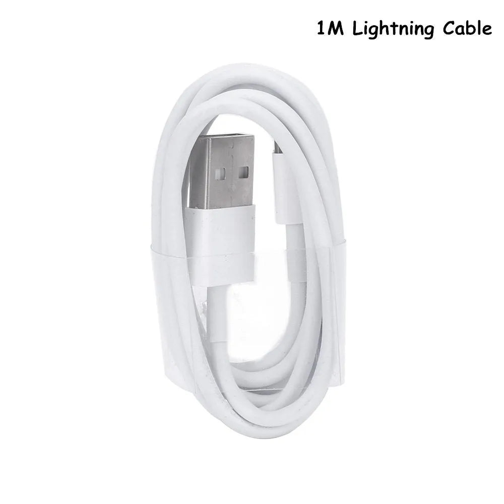 Compact white USB travel charger with 5V 2A output next to iPhone and iPad showing compatibility