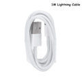 Compact white USB travel charger with 5V 2A output next to iPhone and iPad showing compatibility