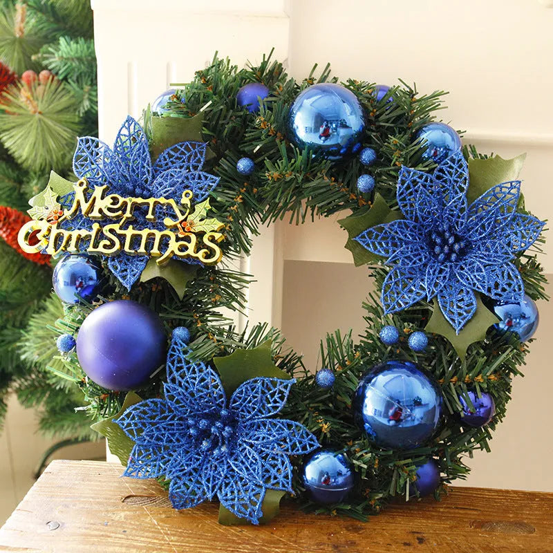 30cm diameter multicolor plastic Christmas wreath decoration for door or wall display