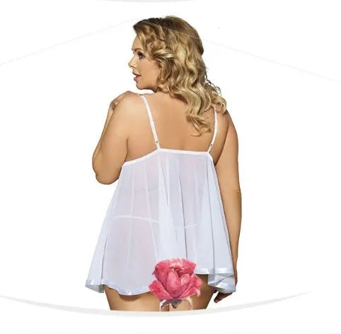 Seamless mesh and lace lingerie sleepdress in purple colour showing lace detailing