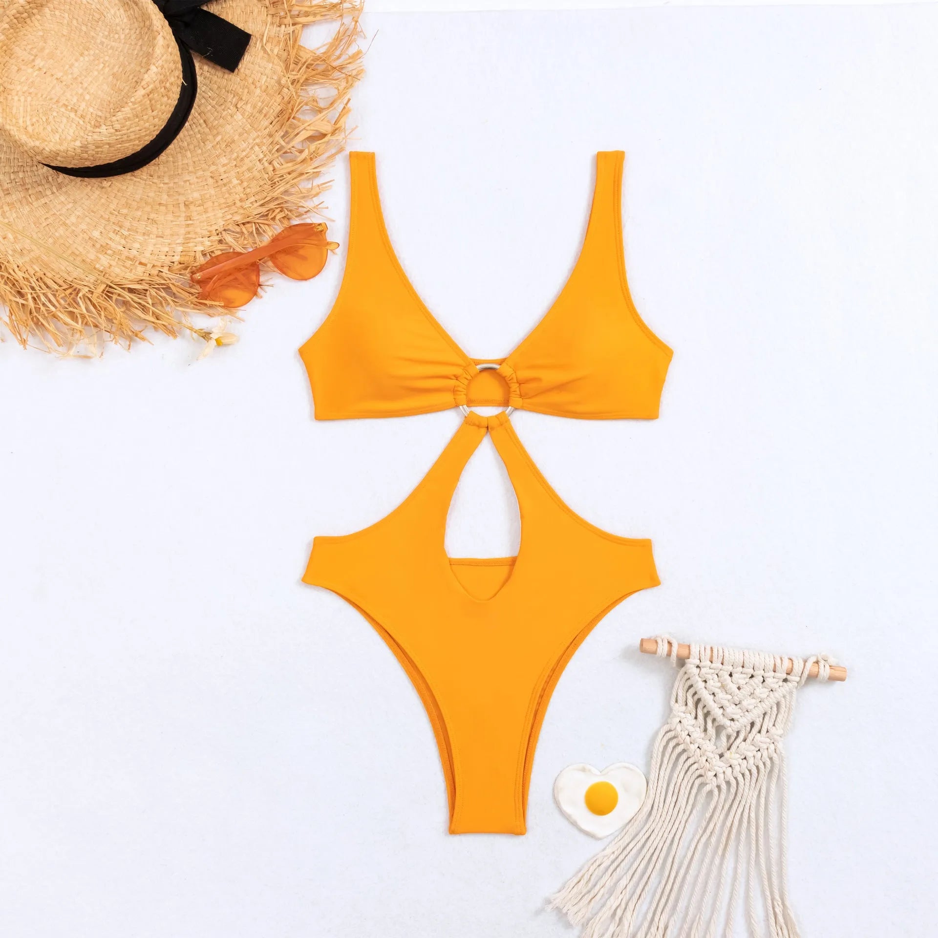 Women's triangle one-piece swimsuit in sleeveless design, black colour