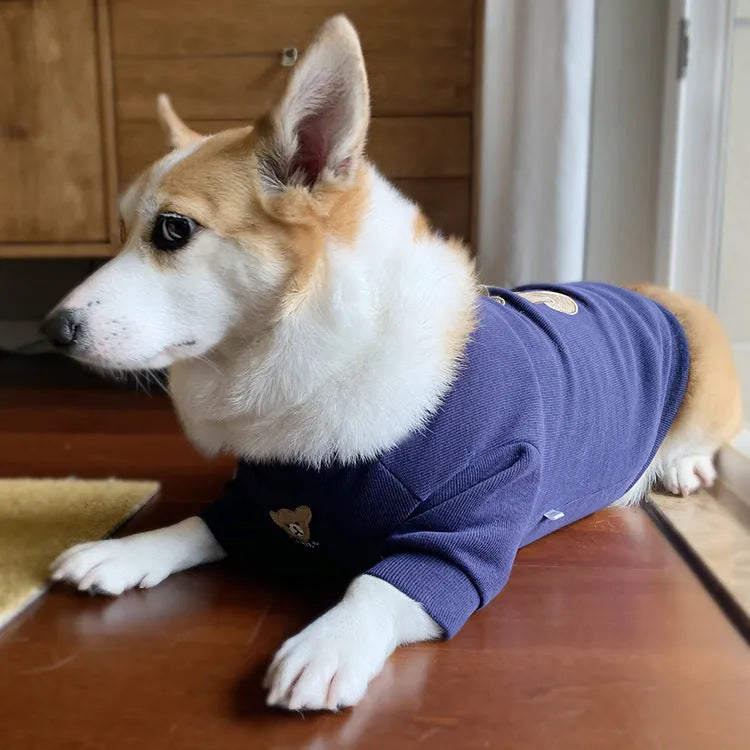 Cotton knitted pet sweater for dogs in white and navy blue sizes SM to 3XL