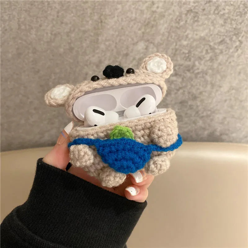 Handmade knitted koala bear backpack design protective sleeve for Apple AirPods cases