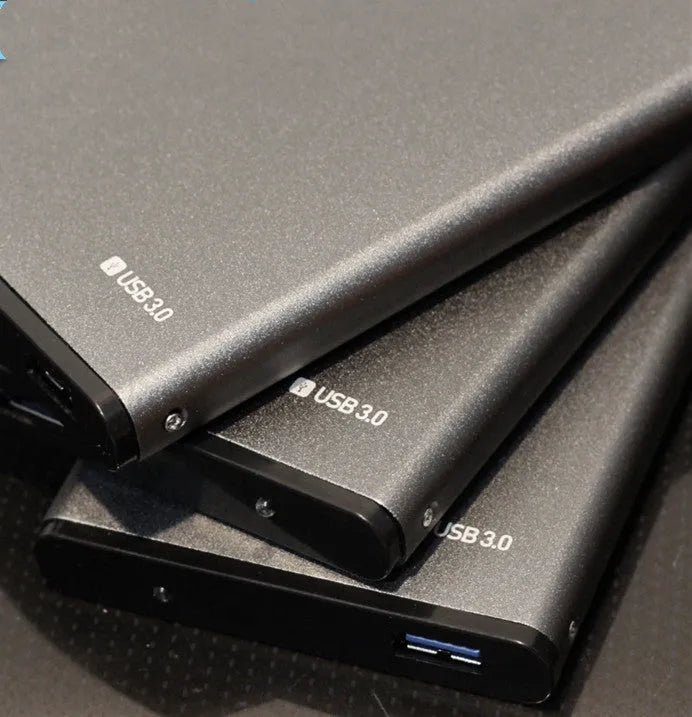 2.5 inch SATA hard drive box in aluminium alloy sandblasted grey finish with USB cable