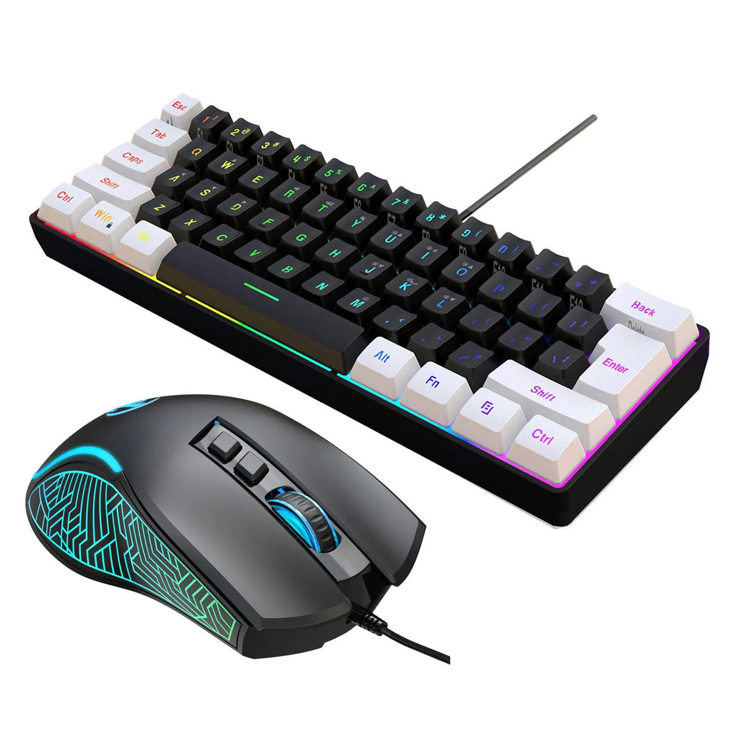 Simple wired 61 key membrane keyboard in white and black colour with compact design