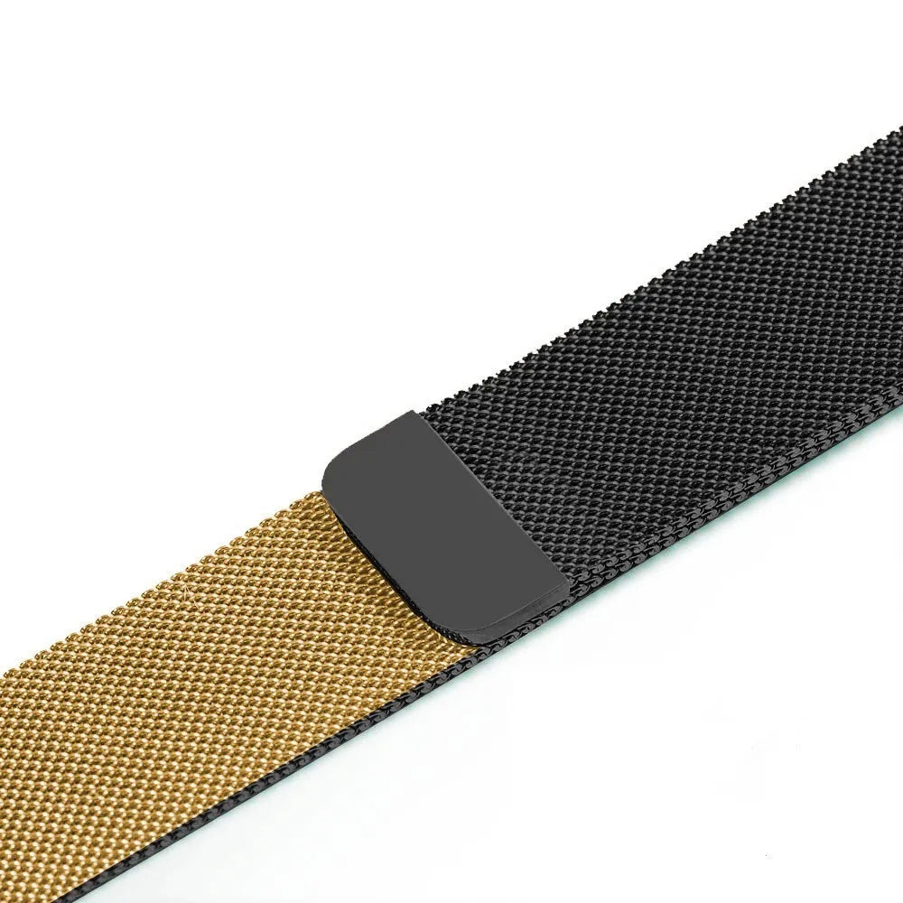 Stainless steel replacement watch strap shown in silver, with 22mm and 24mm width options displayed.