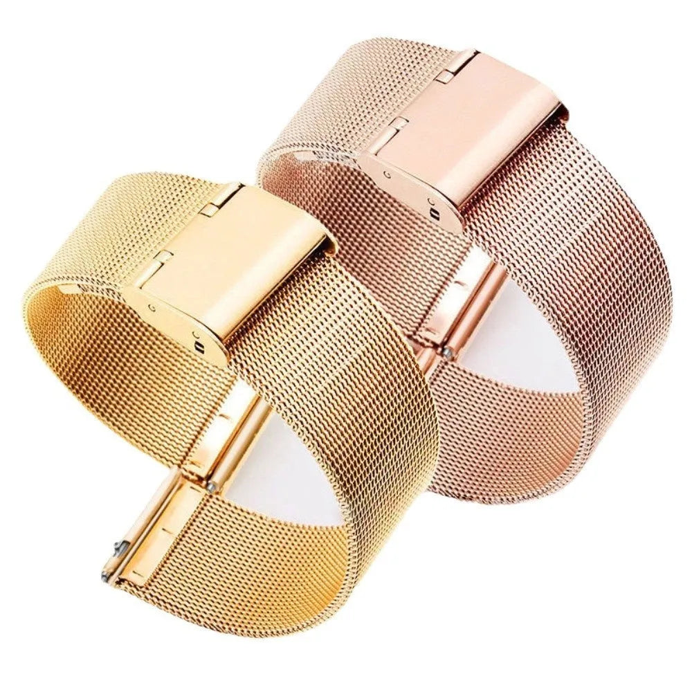 Milani silk woven stainless steel watch band in silver black rose gold and gold with 12mm to 22mm bandwidth options