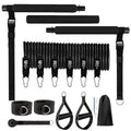 Yoga gymnastic bar with 180 pound pink resistance band set for fitness training