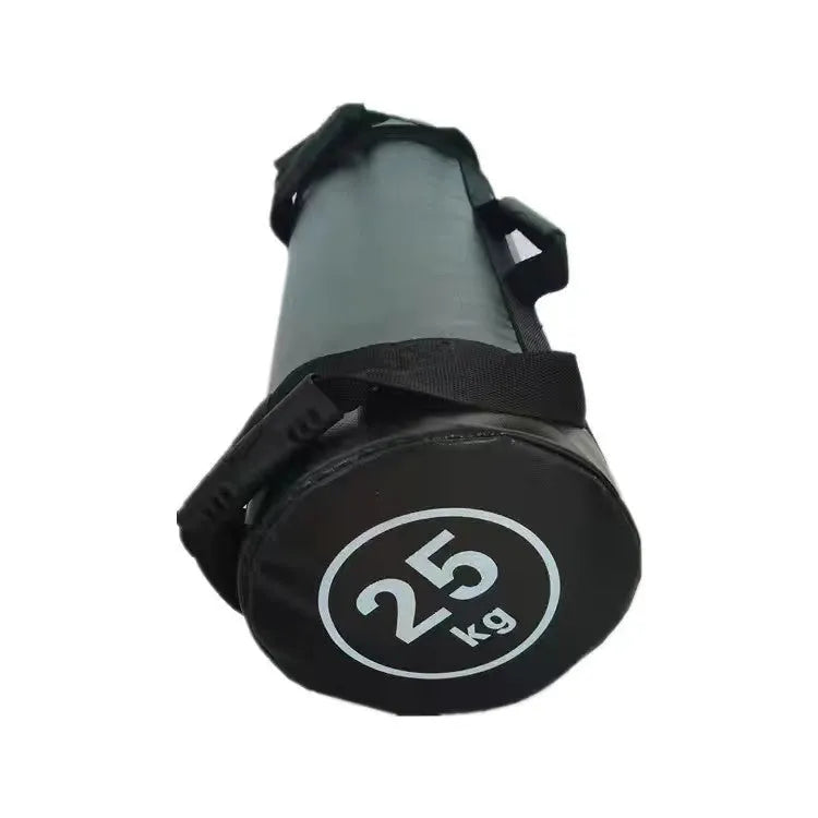 Flat white PVC fitness training sandbag with weight options from 5kg to 30kg