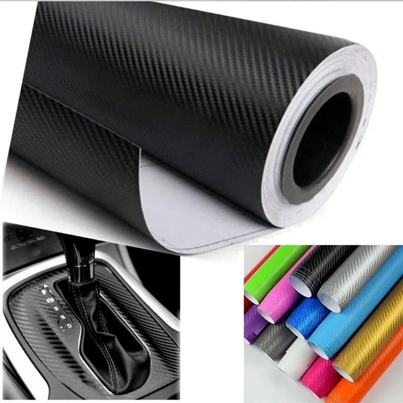 Carbon fibre sticker roll with 3D stereo texture in eight colour options for car decoration