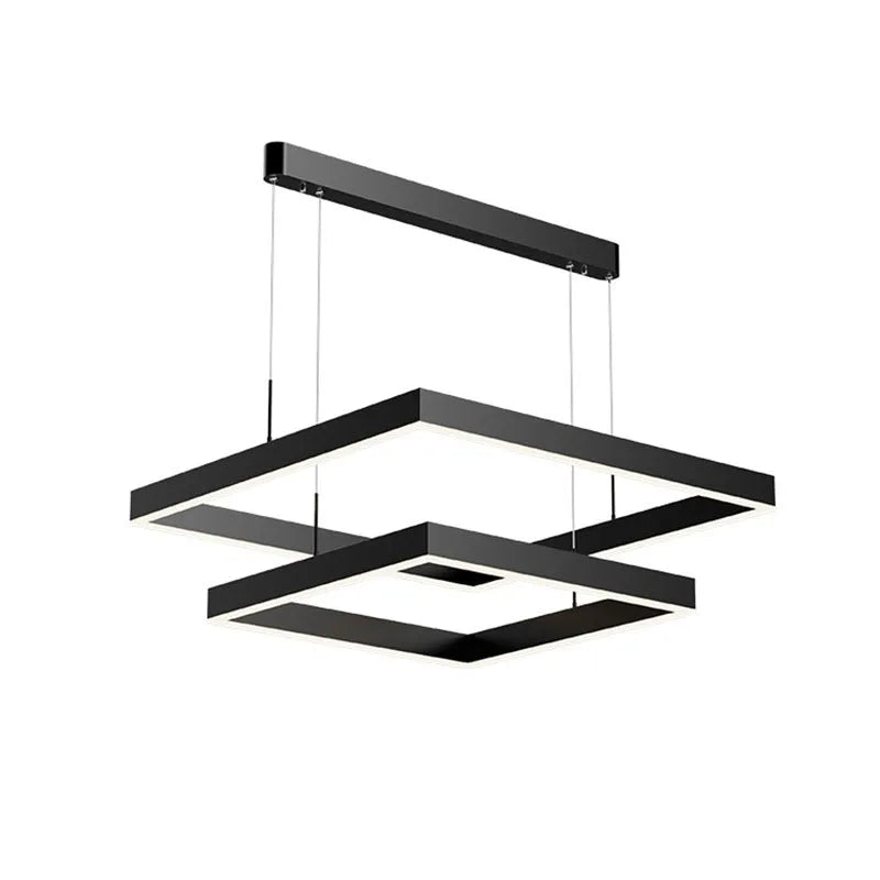 Scandinavian style square iron chandelier with aluminium single-layer shade 40cm diameter