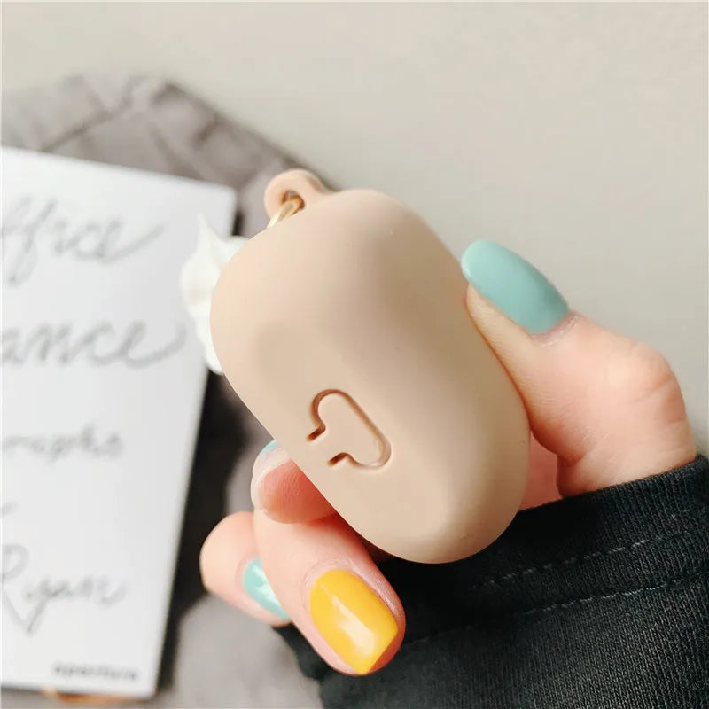 Cylinder Ice Cream design silicone protective case for Apple AirPods 2 wireless headphones in photo colour.