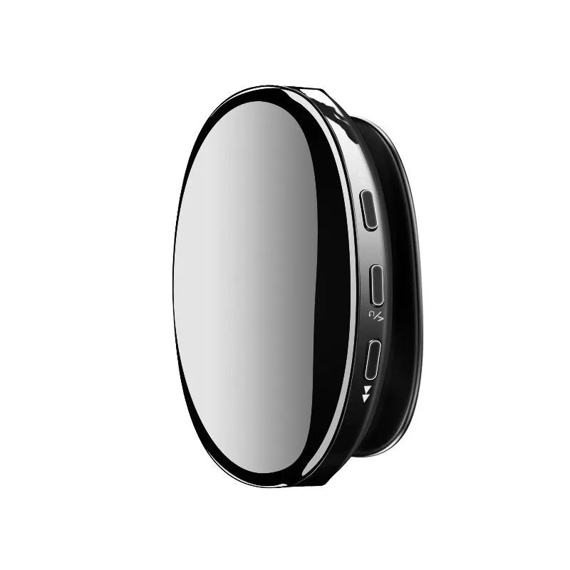 Blue Bluetooth MP4 music player with small OLED screen and push buttons on a black background.