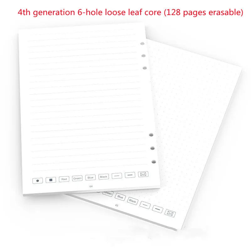 Loose leaf spiral notebook refill set showing Zodiac Forest Paper core and assorted metal-coded pen refills on a table.