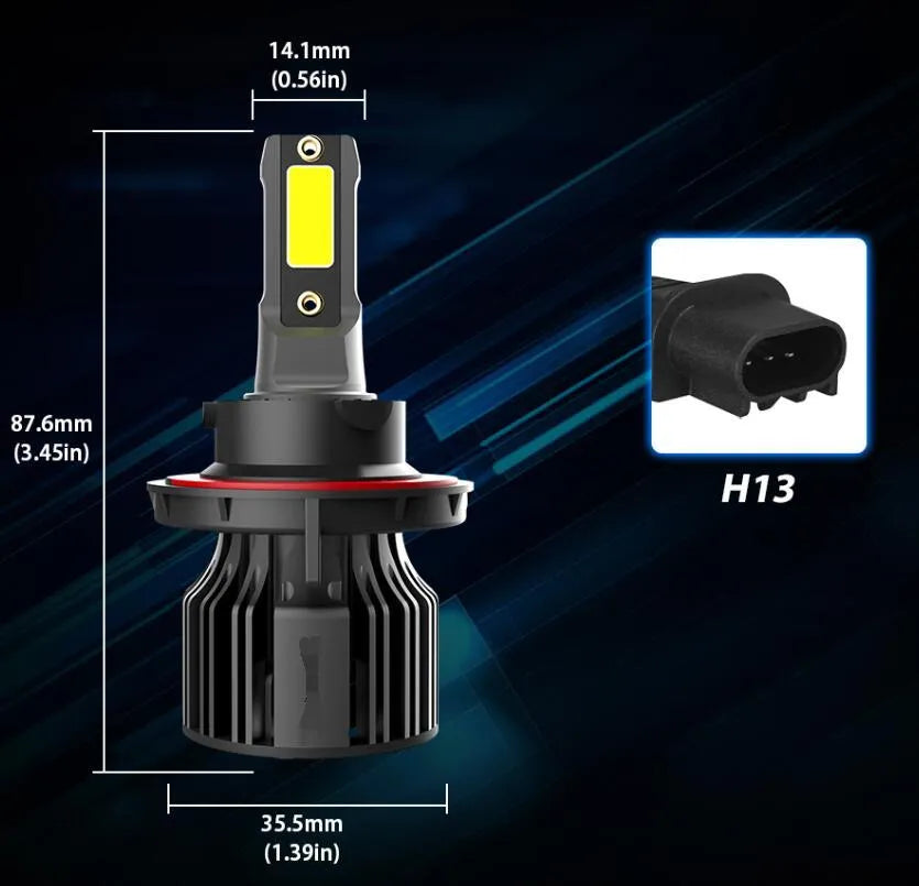 72W 6000K white LED car headlight bulb with adjustable chuck for H1 H7 9005 fitment