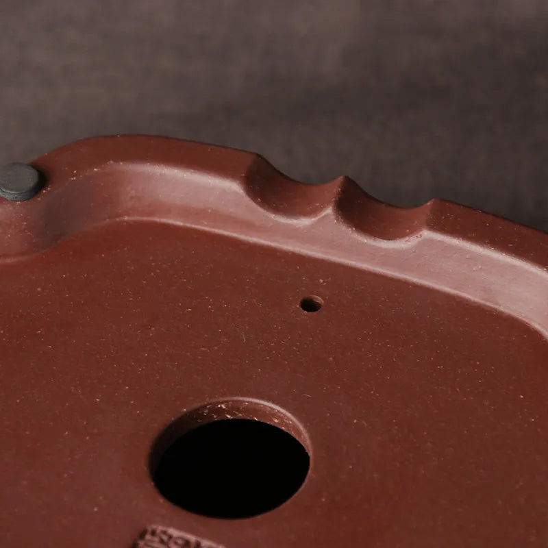 Handmade purple clay ceramic bonsai basin in classical Chinese style measuring 25x20cm