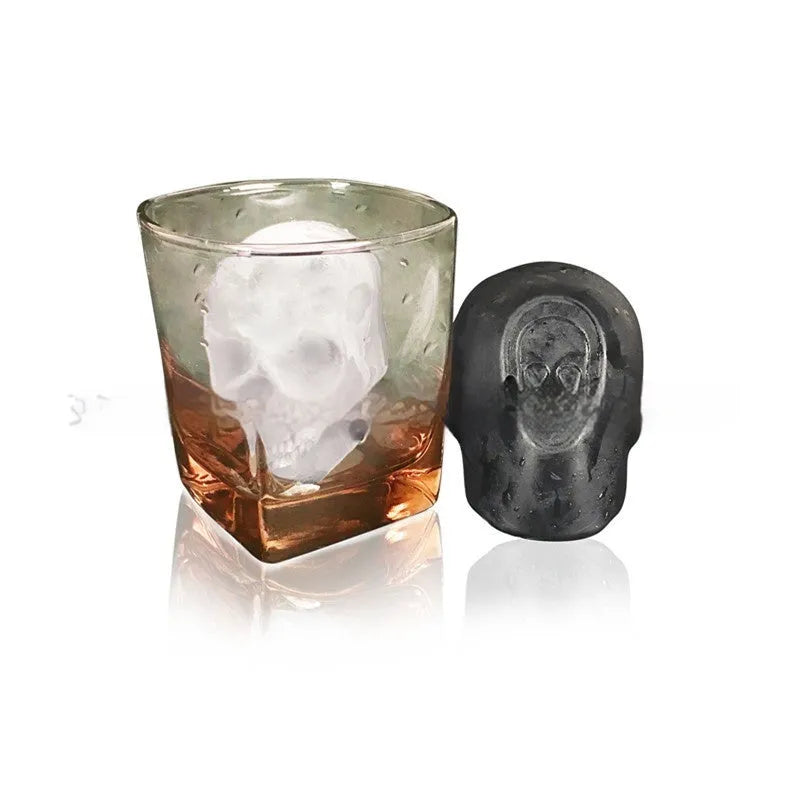 3D Halloween skull ice cube tray made from food-grade silicone